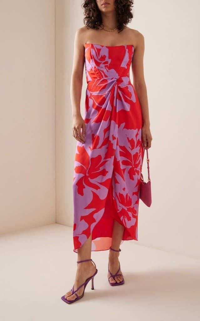 Red Floral Midi Dress